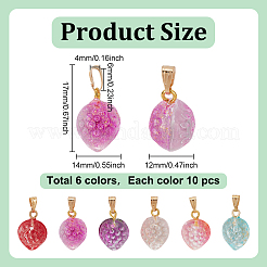 60Pcs 6 Colors Two Tone Transparent Spray Painted Glass Pendants&nbsp;GLAA-HY0001-47
