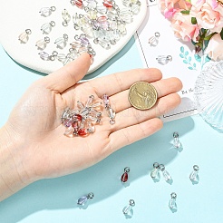 80Pcs 8 Colors Glass Pendants&nbsp;PALLOY-YW00163