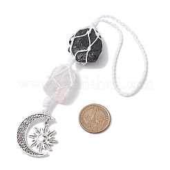 Nuggets Raw Natural Tourmaline & Quartz Crystal Pouch Pendant Decorations&nbsp;HJEW-JM01925-02