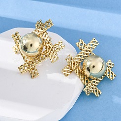Woven Rhombus with Round Brass Stud Earrings&nbsp;EJEW-R025-02G