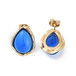 Ion Plating(IP) 304 Stainless Steel Teardrop Stud Earrings&nbsp;EJEW-Z068-36G-01