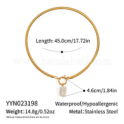Fashion Irregular Natural Freshwater Pearl Rectangle Pendant Stainless Steel Falt Snake Chain Necklaces for Women&nbsp;FS5153