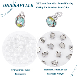 DIY Blank Dome Flat Round Earring Making Kit&nbsp;STAS-UN0047-92