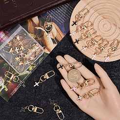21Pcs 3 Colors Cross Alloy Enamel Pendant Decoration&nbsp;HJEW-CP00002