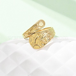 304 Stainless Steel Open Cuff Rings for Women&nbsp;RJEW-K309-05G