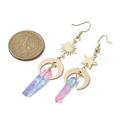 Moon & Star & Sun Brass Asymmetrical Earrings&nbsp;EJEW-JE05459