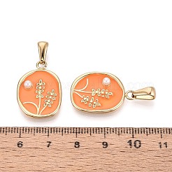 304 Stainless Steel & Enamel & ABS Imitation Pearl Pendants&nbsp;STAS-T072-90A-G