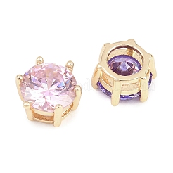 Brass Pave Cubic Zirconia Beads&nbsp;KK-H287-11B-G