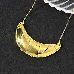 Brass Big Horn Pendant Box Chain Necklaces&nbsp;NJEW-L068-01G
