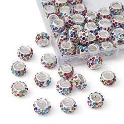 50Pcs Polymer Clay Rhinestone European Large Hole Beads&nbsp;FPDL-YW0001-02