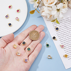 16Pcs 8 Colors Real 18K Gold Plated Brass Inlaid Cubic Zirconia Charms&nbsp;ZIRC-HS0001-05
