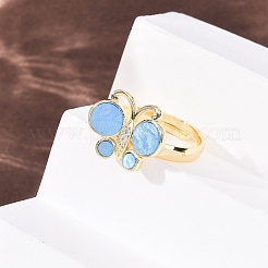 Brass Micro Pave Cubic Zirconia Finger Rings&nbsp;RJEW-C152-01G