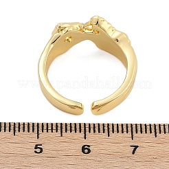 Rack Plating Brass Cuff Rings for Women&nbsp;RJEW-M028-61G