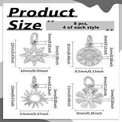 8Pcs 4 Styles Brass Charms&nbsp;KK-LP0004-12P