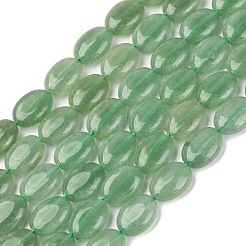 Natural Green Aventurine Flat Oval Bead Strands&nbsp;G-M206-22