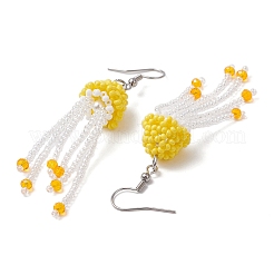 304 Stainless Steel Glass Seed Beaded Jellyfish Dangle Earrings&nbsp;EJEW-MZ00435