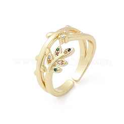 Brass Micro Pave Cubic Zirconia Cuff Rings for Women&nbsp;RJEW-S400-08G