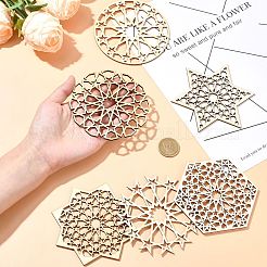 12Pcs 6 Styles Wood Cup Mats&nbsp;AJEW-CJ0001-37