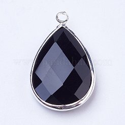 Silver Color Plated Brass Glass teardrop&nbsp;X-GLAA-M006-A-12S