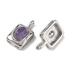 Natural Amethyst Rectangle with Oval Charms&nbsp;STAS-L022-516P-04