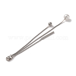 Brass with ABS Plastic Imitation Pearl Charm Ear Nuts&nbsp;KK-G510-11P