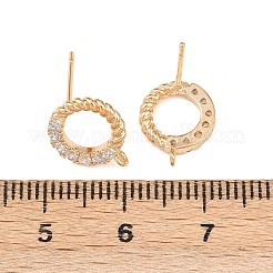 Brass Micro Pave Clear Cubic Zirconia Ring Stud Earring Findings&nbsp;KK-Z133-02G-02