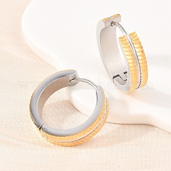 304 Stainless Steel Two Tone Hoop Earrings&nbsp;EJEW-L307-02GP