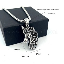 Vintage 304 Stainless Steel Unicorn Pendant Necklaces for Women&nbsp;GP0684