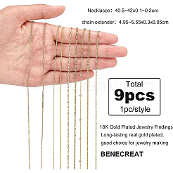 9Pcs 9 Style Brass Chain Necklaces Set for Men Women&nbsp;NJEW-BC0001-08