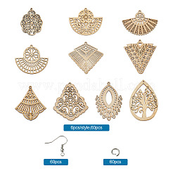 DIY 30 Pairs Natural Wooden Earring Making Kits&nbsp;DIY-TA0003-36P