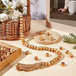 120Pcs Pinewood Large Hole European Beads&nbsp;WOOD-OC0003-81A