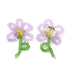Handmade Glass Beaded Woven Cabochons&nbsp;GLAA-C028-01E