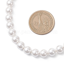 8MM Round White Shell Pearl Beaded Necklaces&nbsp;NJEW-JN05700