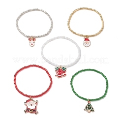 5Pcs Christmas Alloy Enamel Charm Bracelets&nbsp;BJEW-JB12409