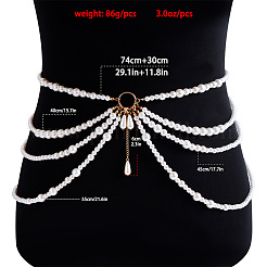 Zinc Alloy and Imitation Pearl Round Beaded Multi-Layered Waist Belly Chains for Women&nbsp;FS-WG06AFB-01