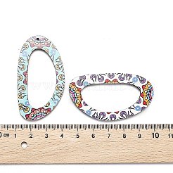 Printed Natural Basswood Big Pendants&nbsp;WOOD-S045-039-M