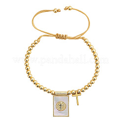 Adjustable Brass & Natural Shell Charm Bracelets&nbsp;MV3027