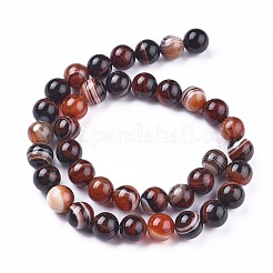 Natural Striped Agate/Banded Agate Beads Strands&nbsp;G-I261-C05-10mm