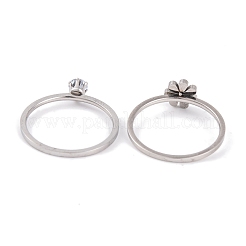Flower 304 Stainless Steel Finger Ring Set for Women&nbsp;RJEW-C086-28-P