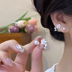 Alloy & Plastic Pearl Stud Earrings&nbsp;FS-WG98E52-01
