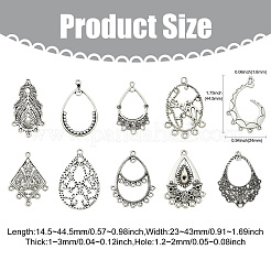 40Pcs 10 Styles Tibetan Style Retro Zinc Alloy Connector Charms&nbsp;FIND-CJ0003-60