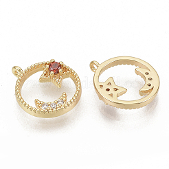 Brass Micro Pave Cubic Zirconia Charms&nbsp;KK-N216-28C-NF