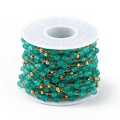 Dyed Natural Jade Round Beaded Chain&nbsp;CHS-C006-01F