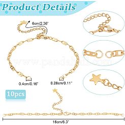 10Pcs Half Finished 304 Stainless Steel Mariner Link Chains Bracelets&nbsp;AJEW-NB0003-66