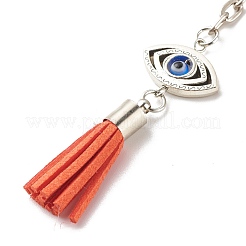 Faux Suede Tassel & Tibetan Style Alloy Pendant Keychain&nbsp;KEYC-JKC00341-01