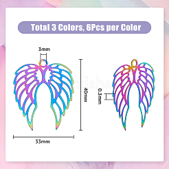 18Pcs 3 Colors 201 Stainless Steel Pendants&nbsp;STAS-DC0013-58