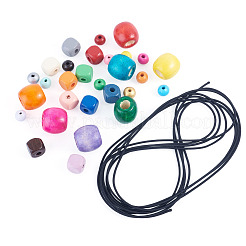 75Pcs 3 Styles Spray Painted Round Natural Schima Wood Beads&nbsp;WOOD-TAD0001-01