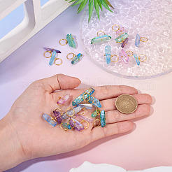 30Pcs 6 Styles Electroplated Natural Quartz Crystal Pendants&nbsp;PALLOY-TAC0225