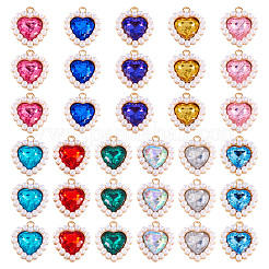 44Pcs 11 Colors Alloy Rhinestone Pendants&nbsp;ALRI-TA0001-27