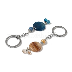Iron with Alloy Natural Agate Pendant Keychain&nbsp;G-Q169-02P